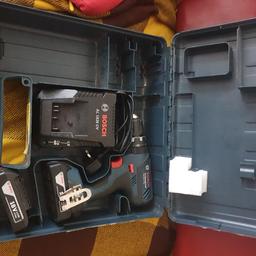 18v Bosch Professional hammer drill in case.
Complete kit with 2 x 18v 1.5ah batteries
plus mains charger
in good condition.
Used but All working.