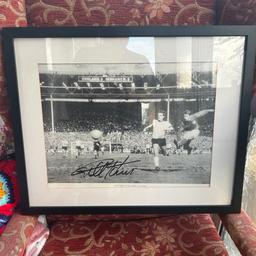 The most famous hat-trick in English history. They think it’s all over it is now signed Geoff hurst photo of 1966 World Cup England v West Germany at Wembley 21in 18in glass framed rare and excellent condition