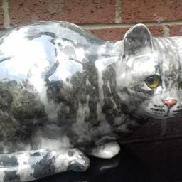Winstanley china / pottery cat with glass eyes , size 5.