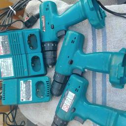 3 Makita 12 v drills and chargers untested no battery's £ 5 each