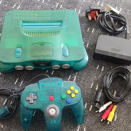 Rare Official Jungle Green Nintendo 64 (N64) comes complete with console expansion pack, official matching controller and power/AV leads.
tested working.
collection only from WV10.
cash on collection.