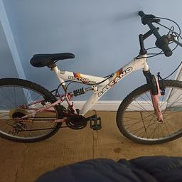 ●26 inch tyres
●front and rear working brakes
●clean seat
●Reflectors
18 gear speed
●No punctures
18 inch frame
Dual suspension 
Colour has slightly faded

Feel free to enquire. Thanks.

I also offer mobile bike repairs if you need your bike repaired/restored. Thanks.

The bike is registered on the police database so ownership can be transferred upon completion of the sale. Thanks

Please click on my profile to see what other bikes are on offer. Thanks.

Delivery is free.

Tel: 0 7 9 4 6 7 5 7 7