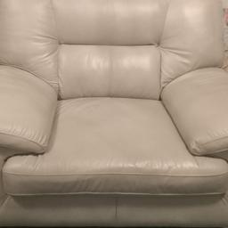 Armchair
Leather
Very Light Grey/Beige 
Very Good Condition
Large 
Purchased for £1200 from Leekes