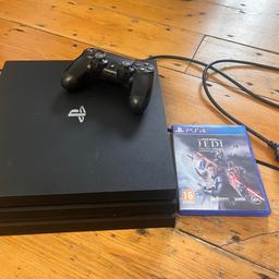 PS4 Pro - In great condition, fully functional, comes with the following:
x1 Console
x1 Controller w Charging Wire
x1 Power Cable
x1 Star Wars JEDI: Fallen Order