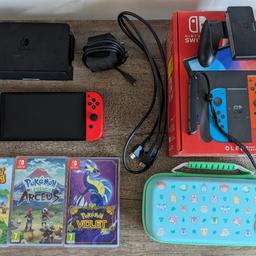*Collection only*

Rarely used, just collecting dust.

Nintendo Switch Set Includes:
-Nintendo Switch OLED w/ Original Box
-Switch Dock
-Animal Crossing Case
-Original Charger + HDMI
-Original Controller + Joy Con Straps

Games:
-Pokemon Arceus
-Pokemon Violet
-Animal Crossing: New Horizons
