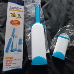 removes pet hairs , is reusable,  large one great to keep by sofa and small one great for handbag or car buyer to collect