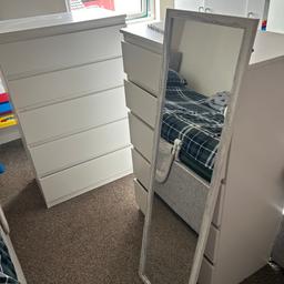 Chest of draws x2 and mirror in used condition for free collection asap