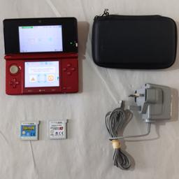 Pre-owned and in good condition. Please see images for more details about condition.


Nintendo 3DS Metallic Red

2 cartridge only games

Stylus

Case

Charger


Tested and working properly


If you have any questions message me