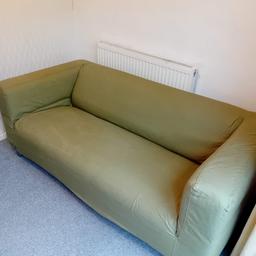 Ikea 2 Seater Klippan Sofa with a light green cover 
Length 70 inches 
Width 34 inches 
Height from base 25 inches 
Height from seat 16 inches
Nice compact solid strong and sturdy design 
In overall good clean condition 

NO DAMAGE OR ISSUES 

Postcode for collection is bd2 4bs  - Just off Queens Road Bradford 2 area

Delivery requests will incur a extra charge of minimum £10 plus