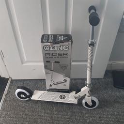 zinc in line 2 wheel folding children's scooter.

bought it and made it up but never used it so as new.

collection preferred from Denholme bd13 or I can send it if needed.