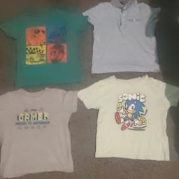 Boys summer clothes size 4-5 years T shirts, Shorts, night wear, Avengers, Sonic Pikachu, Hulk, and other t-shirts.
In good condition but will need washing before wearing due to being in storage. Also there more pictures available.
Includes
16 T Shirts
3 Buttoned T Shirts
11 Shorts
2 sets of pairs of night clothes

Collection only