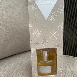White Christmas Reed diffuser.chunky glass holder 120ml plus reeds included.from House of Fraser.Been £14.00 would make a lovely gift