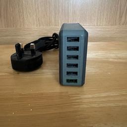 Ventev 6 port mains USB charger. Capable of charging 6 devices at once and one of the ports is a fast charger.