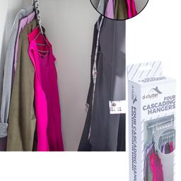Cascading Hangers
This pack of four cascading hangers provides an excellent space-saving solution. Store multiple garments on a single hanger to keep them organised and wrinkle free. Plastic. L23.5 x W7 x D0.6cm (including hooks).

WAS £5.50 
Now £3 
A SAVING OF OVER 45%!!

Brand new