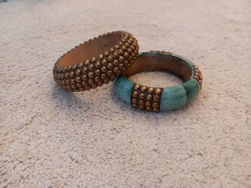 Buy & Sell Surrey Guildford - Photos for 2 wooden, metal and turquoise bangles