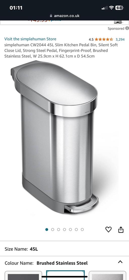 Buy & Sell South East London Croydon - Photos for VERY STURDY SIMPLY HUMAN STAINLESS STEEL BIN