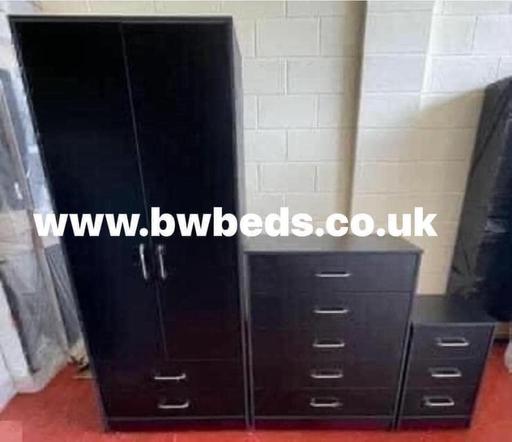 Buy & Sell South Yorkshire Rotherham - Photos for KENSINGTON BLACK WARDROBE WITH 2 DRAWERS SET