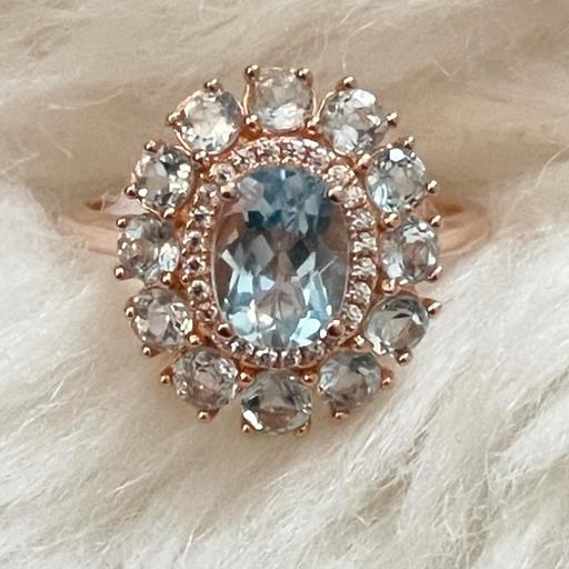 Buy & Sell Dorset Bournemouth, Christchurch and Poole - Photos for Rose Silver Gilt Blue Topaz Cluster Ring