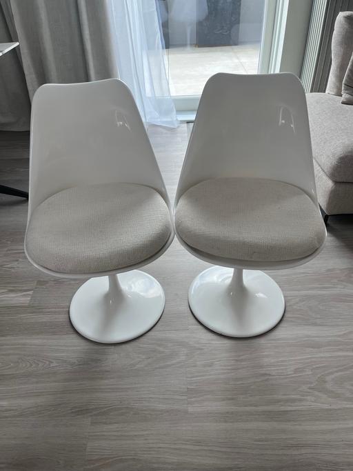 Buy & Sell South East London Kennington - South East London - Photos for 2Tulip style chairs white + extra grey covers