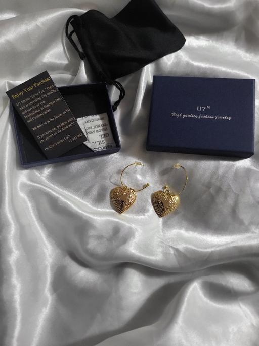 Buy & Sell Greater Manchester Rochdale - Photos for Drop Heart Earrings. 18k Gold Plated With Box