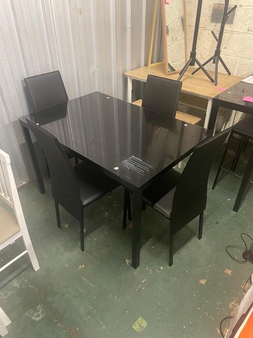 Buy & Sell West Midlands Coventry - Photos for Home Lido Glass Dining Table & 4 Black Chairs