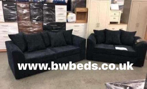 Buy & Sell South Yorkshire Rotherham - Photos for BYRON 3+2 SOFAS - BLACK JUMBO CORD