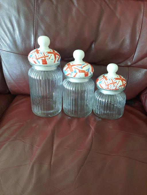 Buy & Sell Merseyside Saint Helens - Photos for 3 glass jars with Union Jack lids