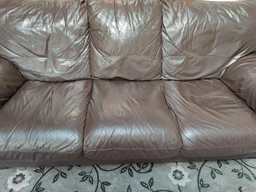 Buy & Sell West Yorkshire Kirklees - Photos for leather 3 seater brown sofa