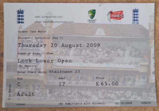 Buy & Sell Surrey Epsom and Ewell - Photos for England v Australia Cricket Ticket. 2009.