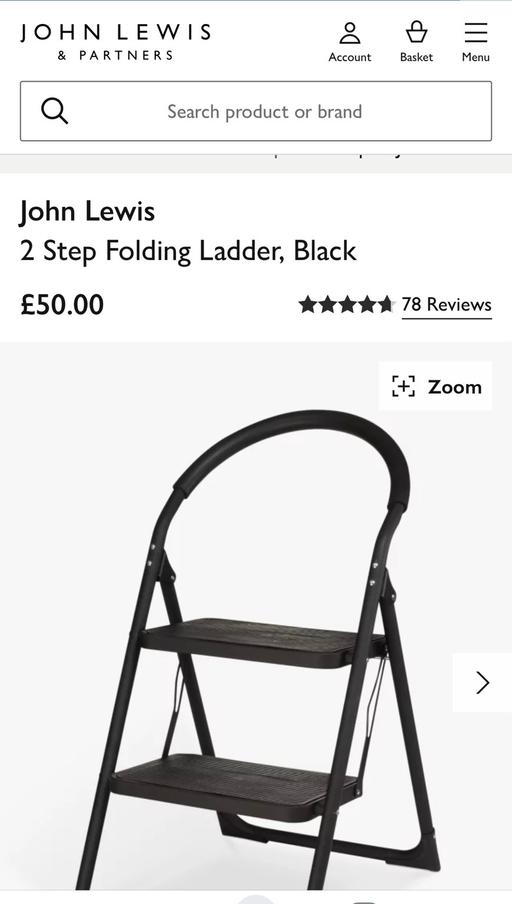 Buy & Sell North West London Harrow - Photos for John Lewis 2 Step Folding Ladder, Black