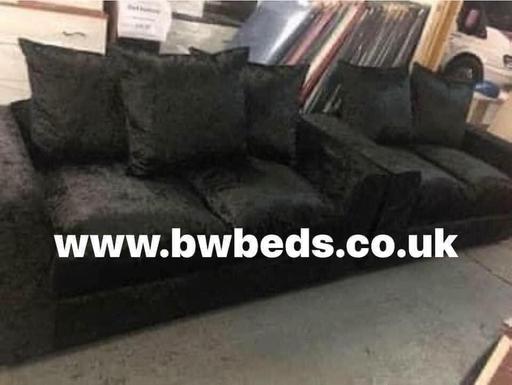 Buy & Sell South Yorkshire Rotherham - Photos for YAZMIN 3&2 BLACK CRUSHED VELVET SOFAS