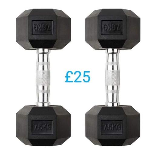 Buy & Sell Greater Manchester Bolton - Photos for 2 x 7.5kg Hex Dumbbells Brand-new