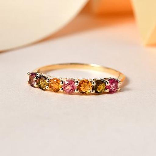 Buy & Sell Powys Machynlleth - Powys - Photos for 9K Yellow Gold Multi-Tourmaline 7 Stone Ring