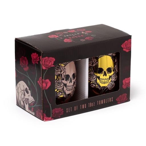 Buy & Sell Lancashire Blackpool - Photos for Set of 2 Skulls & Roses Glass Tumblers