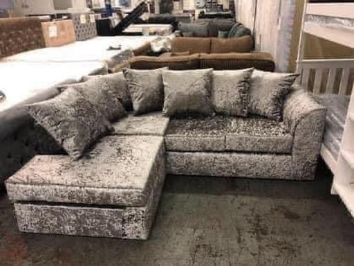 Buy & Sell South Yorkshire Rotherham - Photos for Byron corner sofa in silver crushed velvet