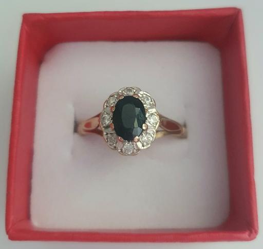 Buy & Sell Nottinghamshire Gedling - Photos for 9ct Gold Black Sapphire & CZ Ring Size O