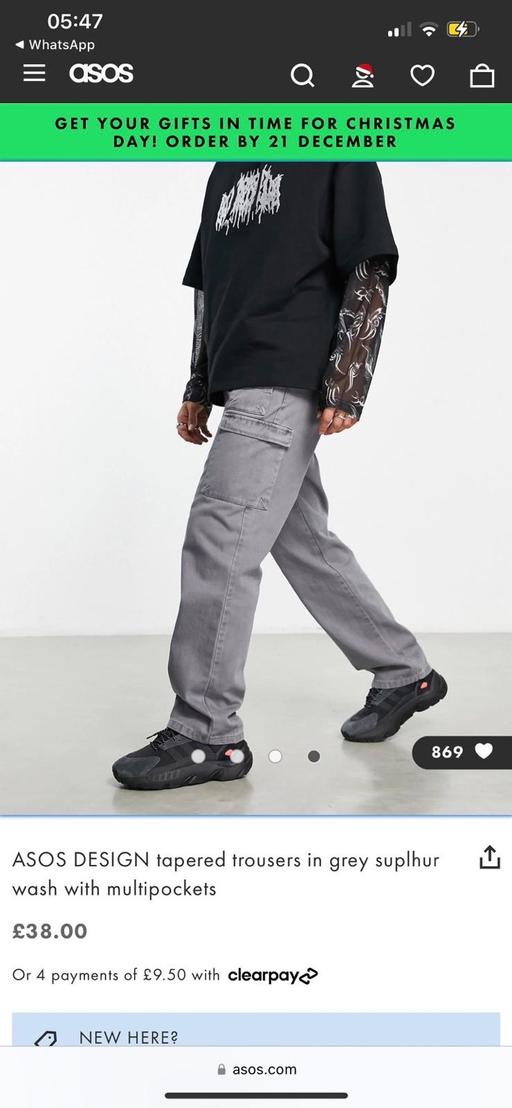 Buy & Sell South East London Croydon - Photos for Grey ASOS design tapered trousers in grey