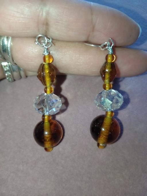 Buy & Sell West Yorkshire Kirklees - Photos for Amber glass and crystal earrings