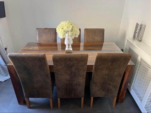 Buy & Sell South East London North End - South East London - Photos for Brown Mango Wood Dining Table & Chairs