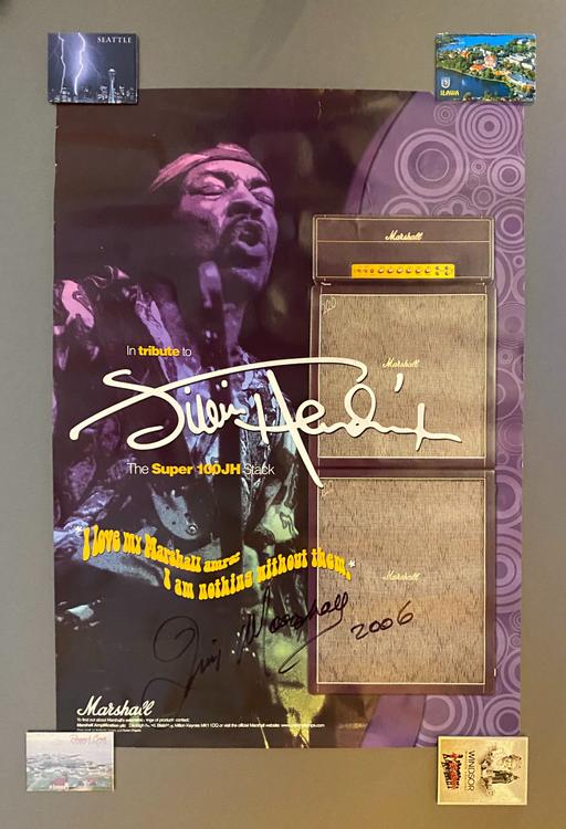 Buy & Sell Surrey Spelthorne - Photos for Jimi Hendrix Poster signed by Jim Marshall