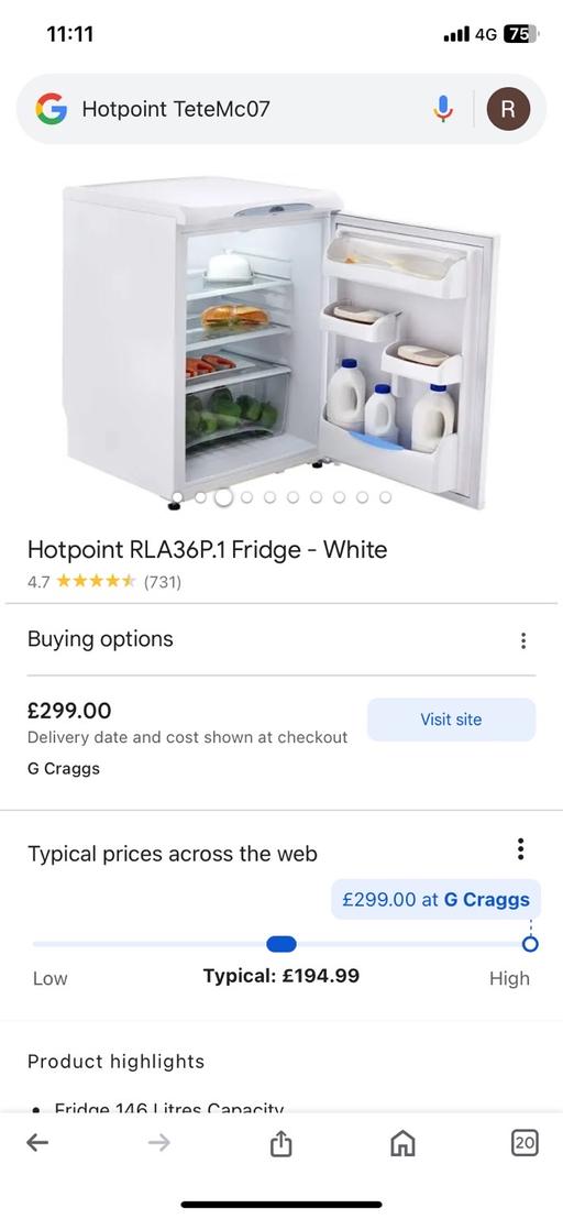 Buy & Sell Essex Epping Forest - Photos for Hotpoint RLA36P.1 Fridge used