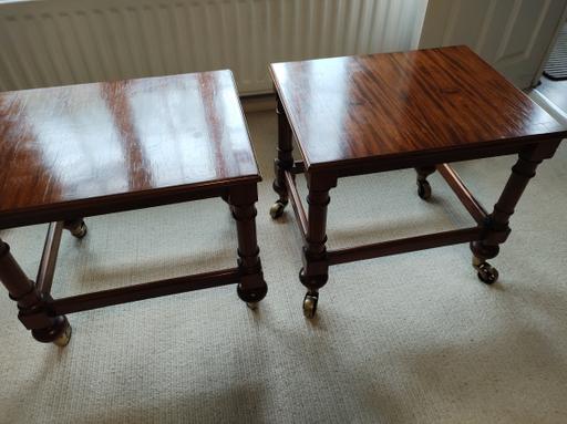 Buy & Sell Staffordshire Stafford - Photos for 2 x Mahogany Side Tables Brass Casters