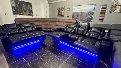 Buy & Sell Greater Manchester Bolton - Photos for Black leather 3+2 electric recliner sofa set