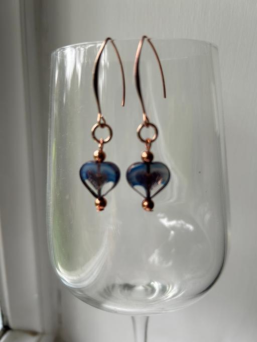 Buy & Sell Hertfordshire Dacorum - Photos for Blue Czech Glass Heart Earrings