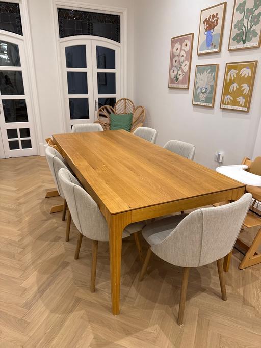 Buy & Sell South West London Raynes Park - South West London - Photos for Solid Oak Dining Table 220x100cm w/ 6 chairs