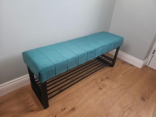 Buy & Sell South West London Morden Park - South West London - Photos for Green velvet hallway/bedroom bench/shoe rack