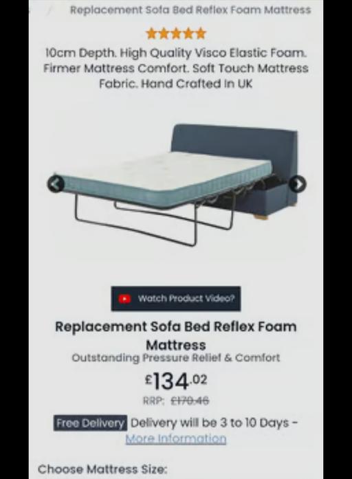 Buy & Sell North West London Brent Park - North West London - Photos for Replacement Sofa Bed Reflex Foam Mattress