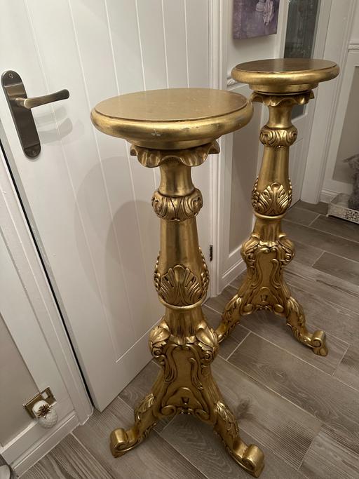 Buy & Sell Nottinghamshire Ashfield - Photos for HUGE TIMBER TRI-LEGGED GOLD PEDASTAL PILLARS