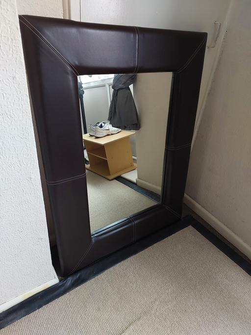 Buy & Sell Staffordshire Stoke-on-Trent - Photos for Large Dark Brown Faux Leather Mirror