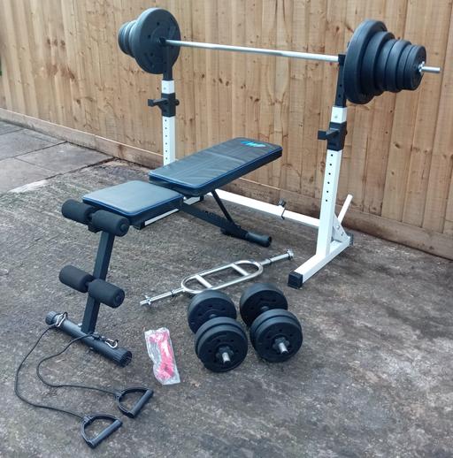 Buy & Sell Greater Manchester Bolton - Photos for Weight bench, Rack, Bars and 59kg of weights